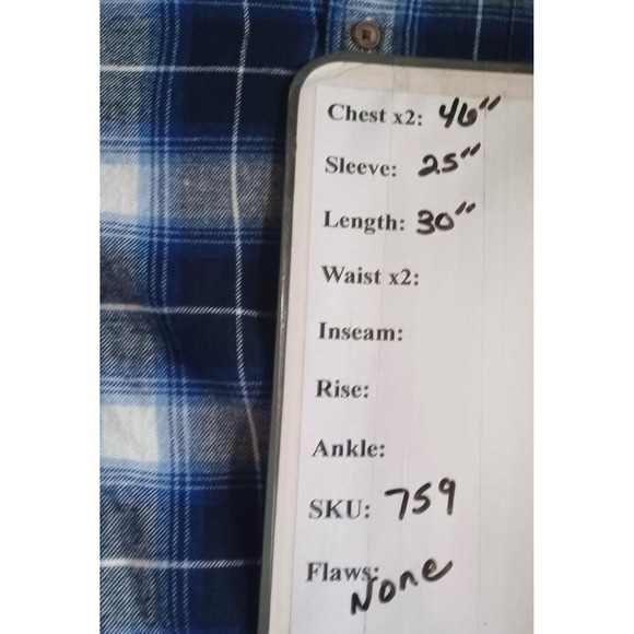 Chaps Performance Blue Plaid Flannel Shirt Men's Large L/S Cotton Rustic Preppy - Picture 10 of 10